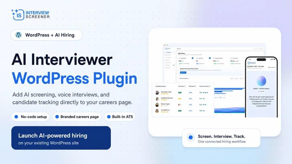 AI Interviewer WordPress Plugin: Add AI Screening to Your Careers Page